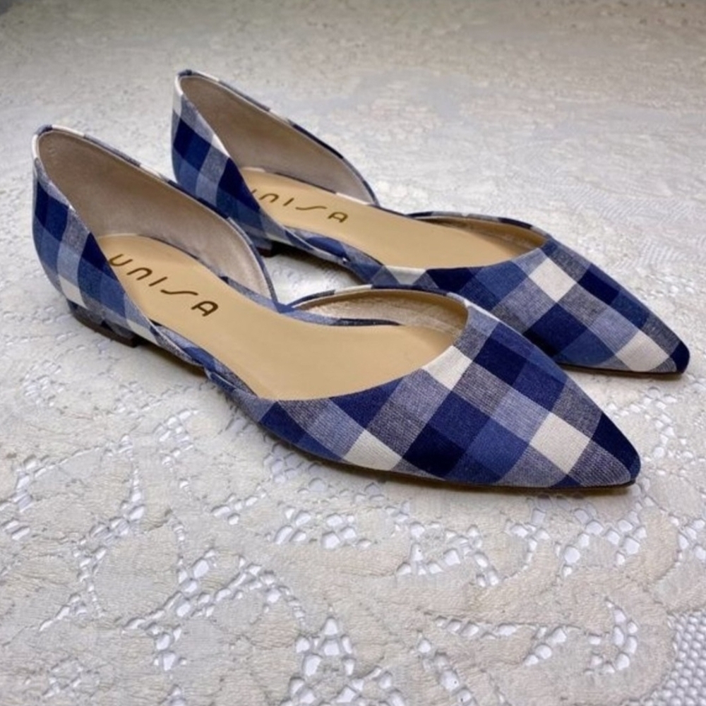 Unisa Blue Checkered Women's Flats